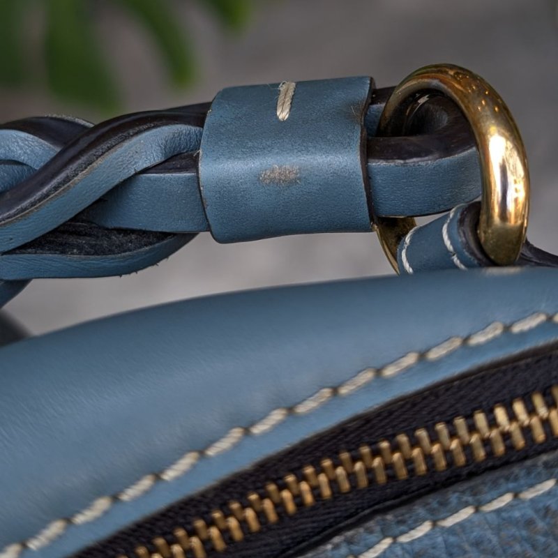 CHLOE mini DARA 編織提把小牛皮兩用包-藍-19