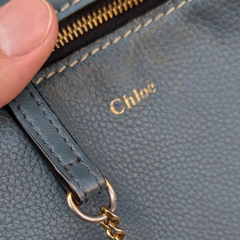 CHLOE mini DARA 編織提把小牛皮兩用包-藍-27