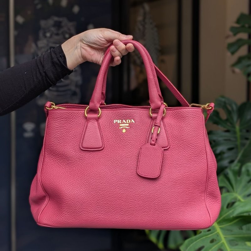 Prada Vitello Daino Tote 桃粉色三用包-0