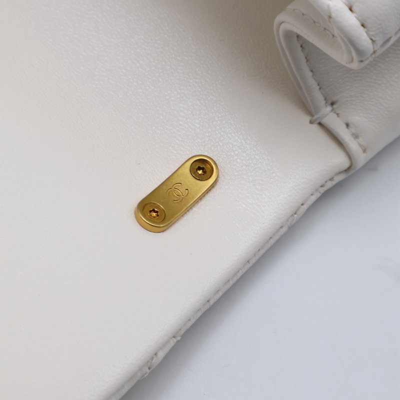 CHANEL 24P珍珠鍊手提方胖子 - 白金-11