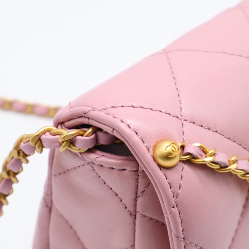 CHANEL 24A珍珠字母鍊方胖子 20 - 粉金-5