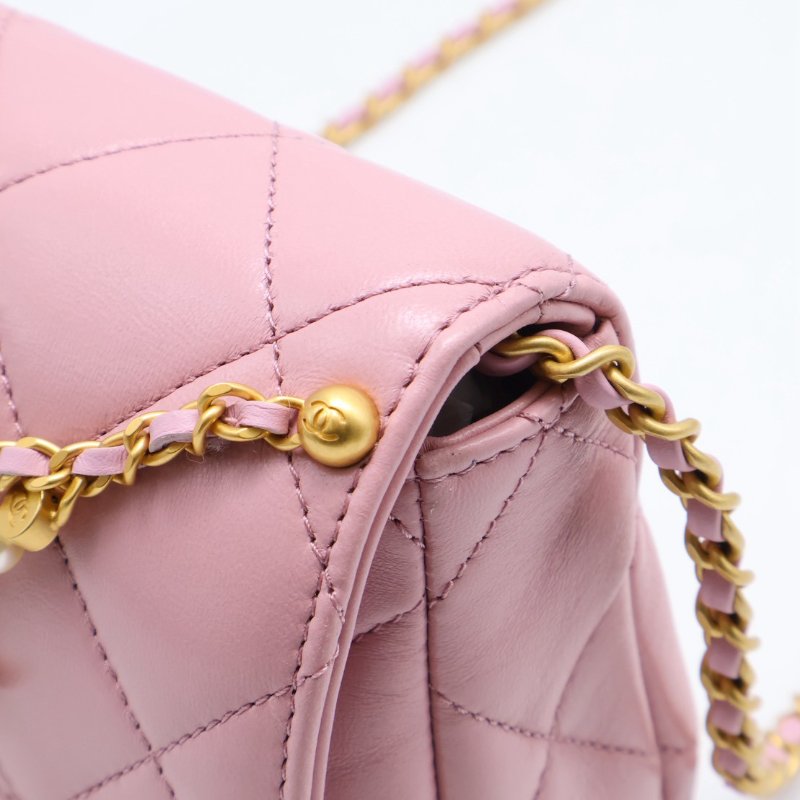 CHANEL 24A珍珠字母鍊方胖子 20 - 粉金-6