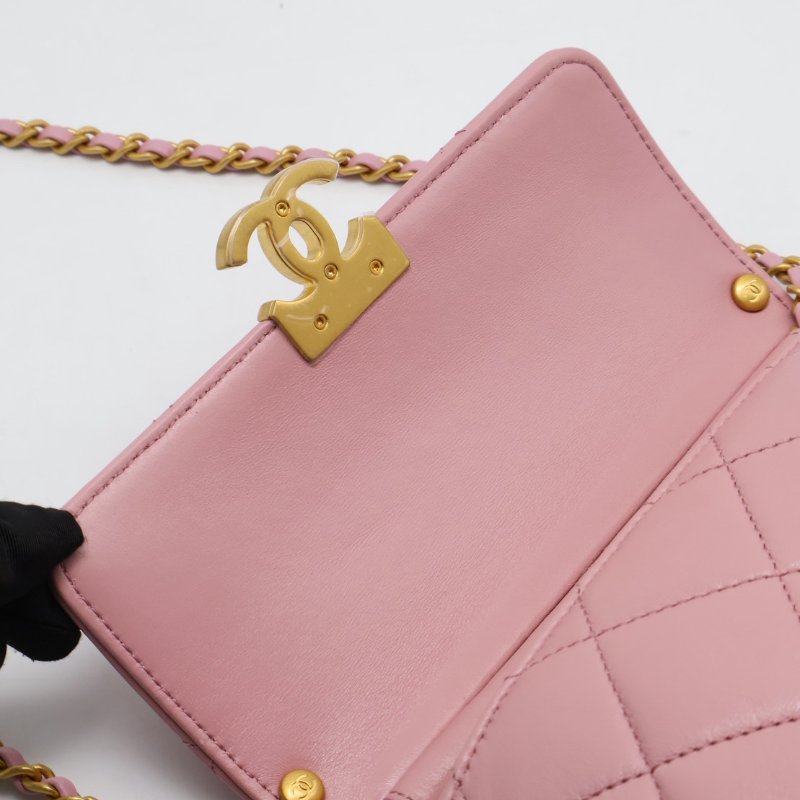 CHANEL 24A珍珠字母鍊方胖子 20 - 粉金-8