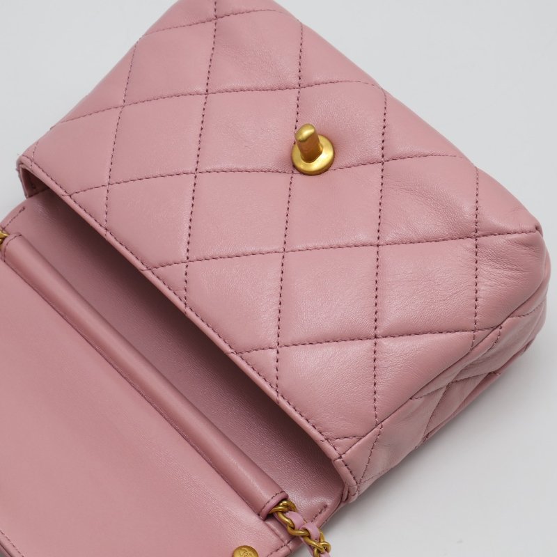 CHANEL 24A珍珠字母鍊方胖子 20 - 粉金-10