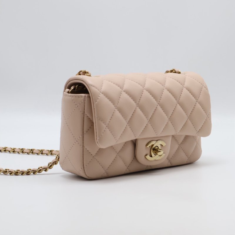 CHANEL 經典口蓋包Mini CF18 - 羊皮米金-1