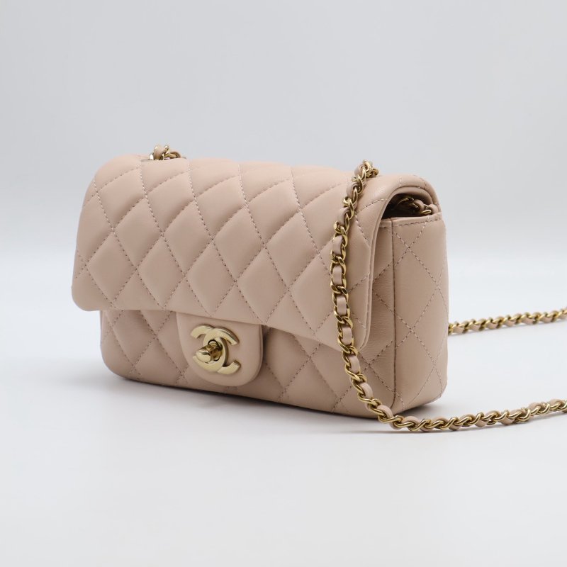 CHANEL 經典口蓋包Mini CF18 - 羊皮米金-2