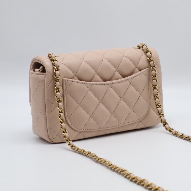 CHANEL 經典口蓋包Mini CF18 - 羊皮米金-3