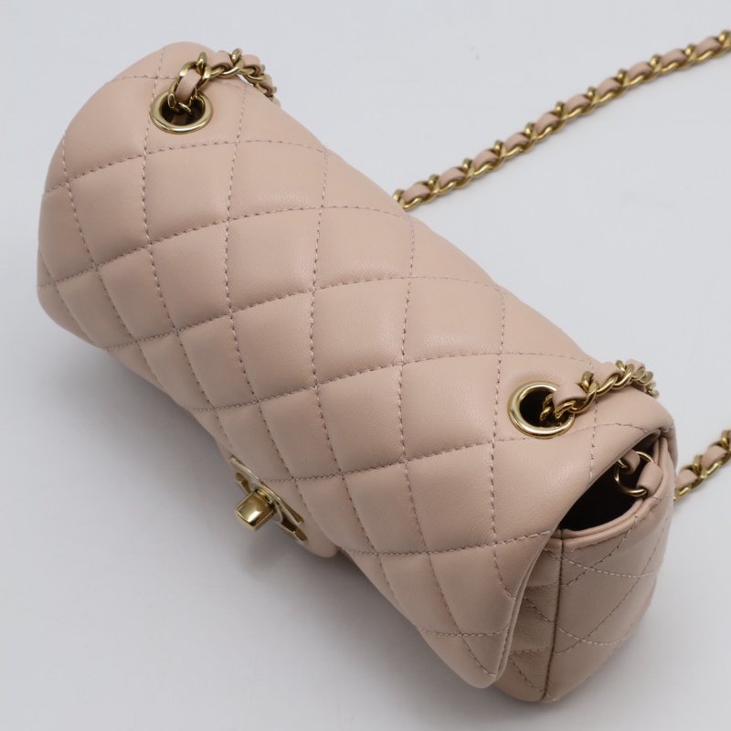 CHANEL 經典口蓋包Mini CF18 - 羊皮米金-4
