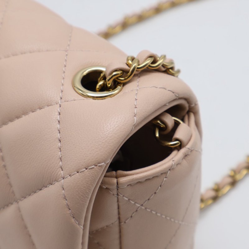 CHANEL 經典口蓋包Mini CF18 - 羊皮米金-6