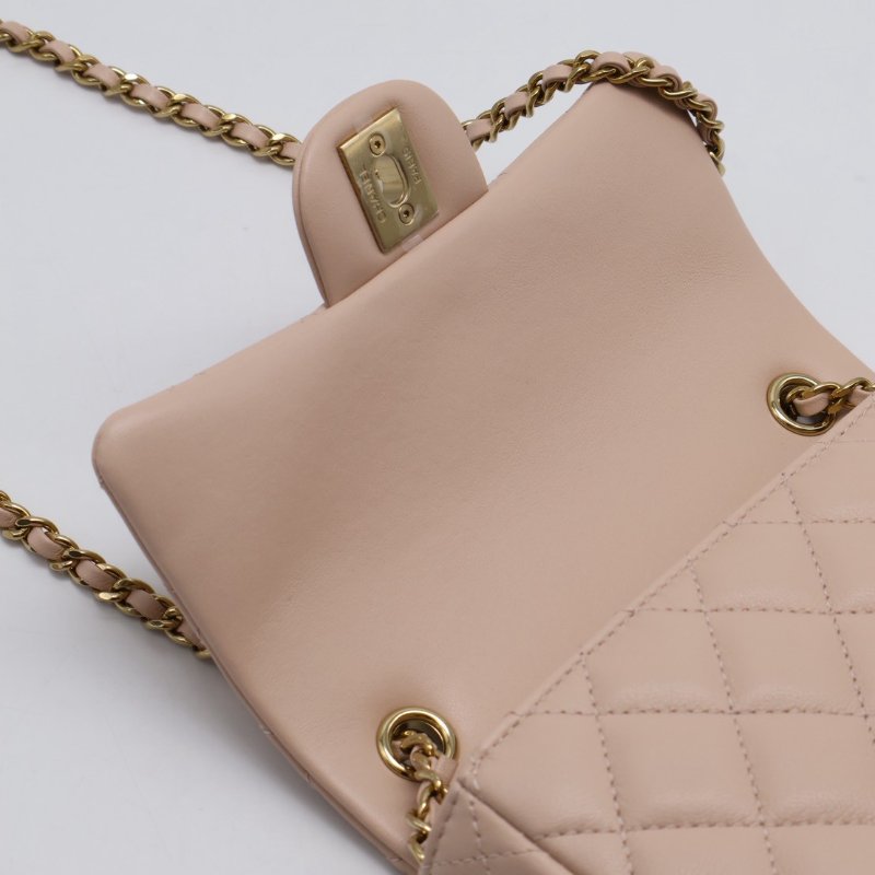 CHANEL 經典口蓋包Mini CF18 - 羊皮米金-11