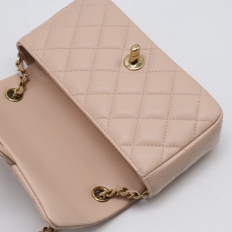 CHANEL 經典口蓋包Mini CF18 - 羊皮米金-13