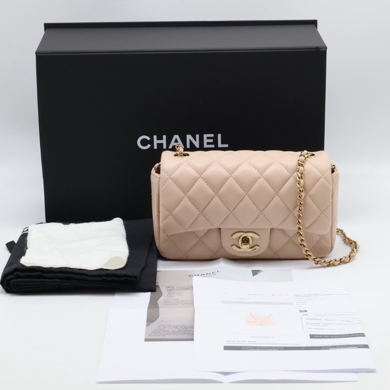 CHANEL 經典口蓋包Mini CF18 - 羊皮米金-18