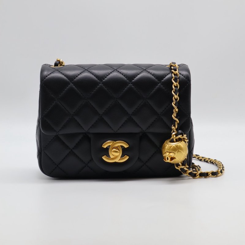 CHANEL 經典口蓋包方胖子 17 - 金球黑金-0