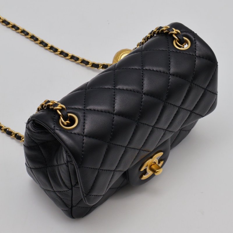 CHANEL 經典口蓋包方胖子 17 - 金球黑金-4