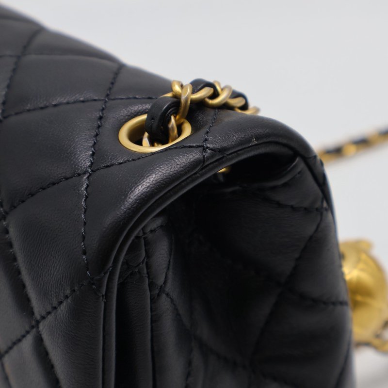 CHANEL 經典口蓋包方胖子 17 - 金球黑金-6