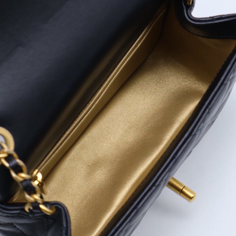 CHANEL 經典口蓋包方胖子 17 - 金球黑金-7