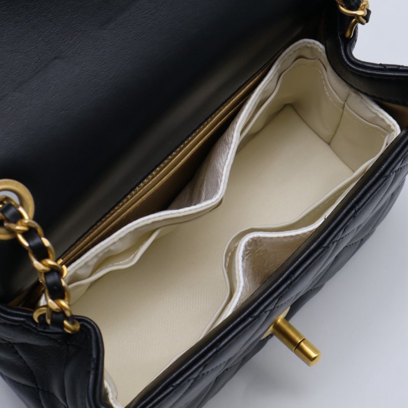 CHANEL 經典口蓋包方胖子 17 - 金球黑金-8