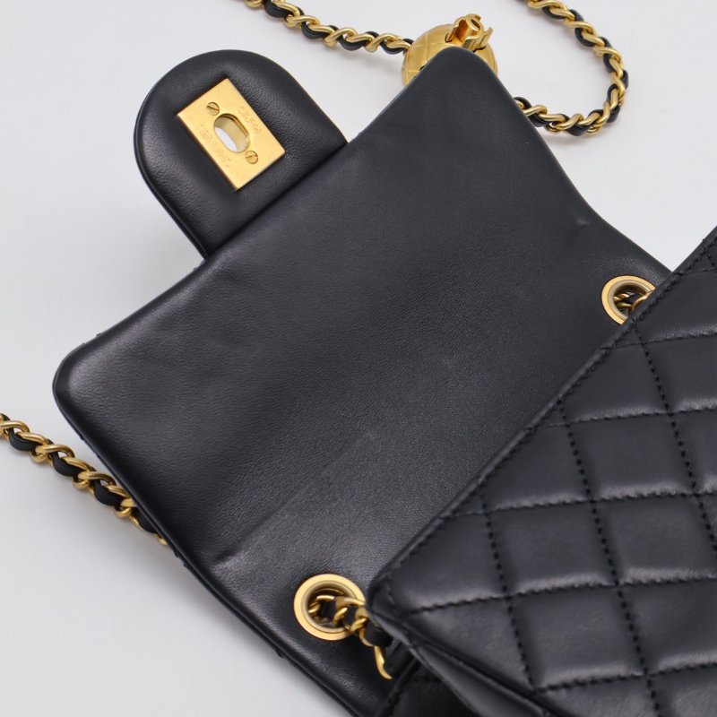 CHANEL 經典口蓋包方胖子 17 - 金球黑金-11