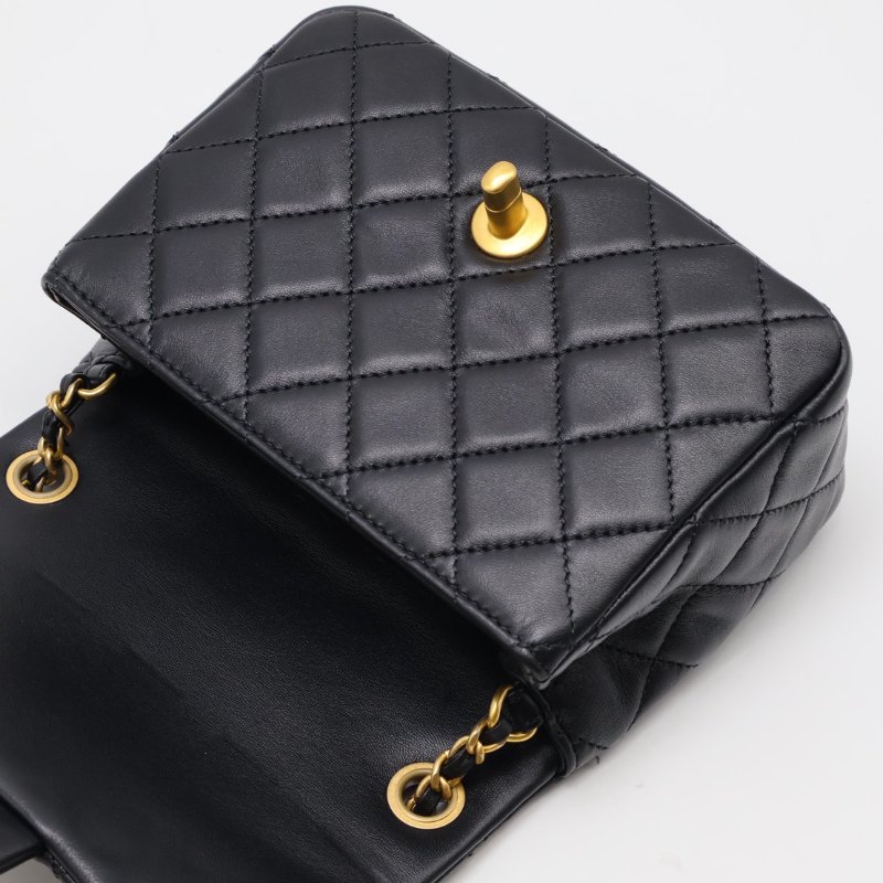 CHANEL 經典口蓋包方胖子 17 - 金球黑金-13