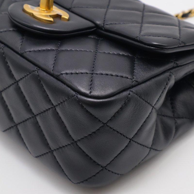 CHANEL 經典口蓋包方胖子 17 - 金球黑金-17