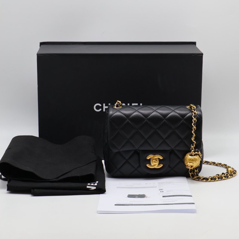 CHANEL 經典口蓋包方胖子 17 - 金球黑金-19