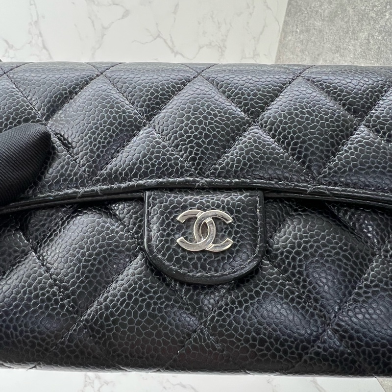 香緹國際精品 853 Chanel cf長夾 荔枝牛-1