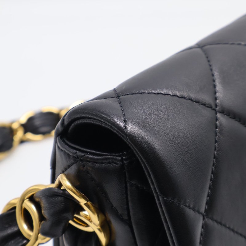 CHANEL 24K粗鍊羊皮單肩包 - 黑金-5