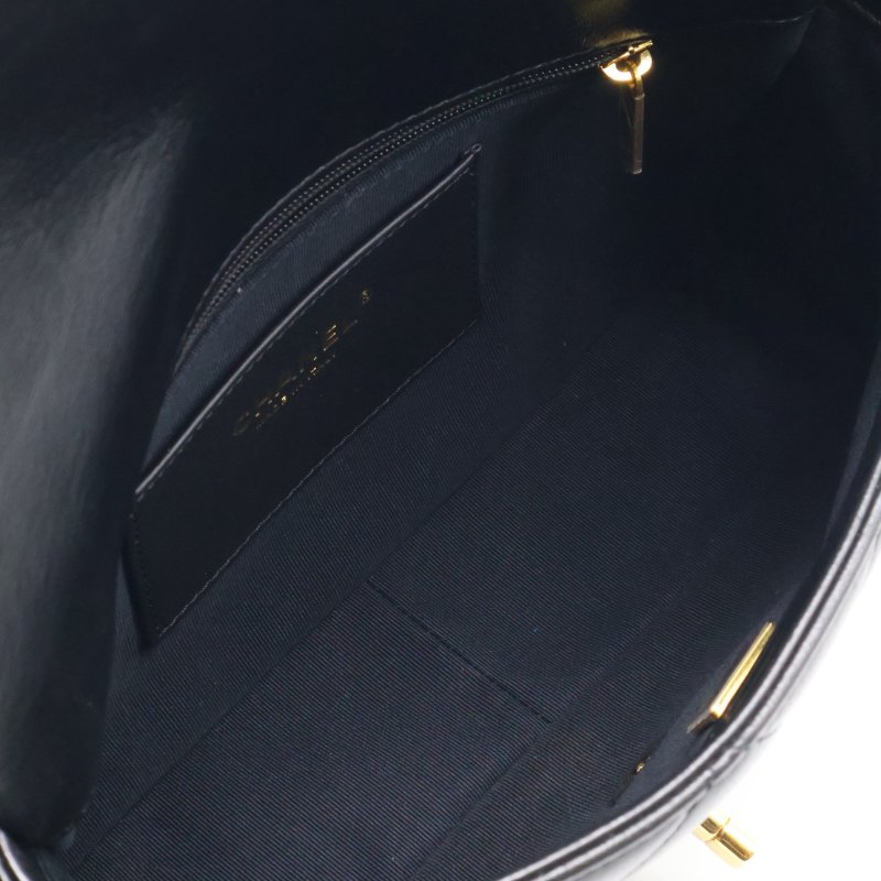 CHANEL 24K粗鍊羊皮單肩包 - 黑金-7