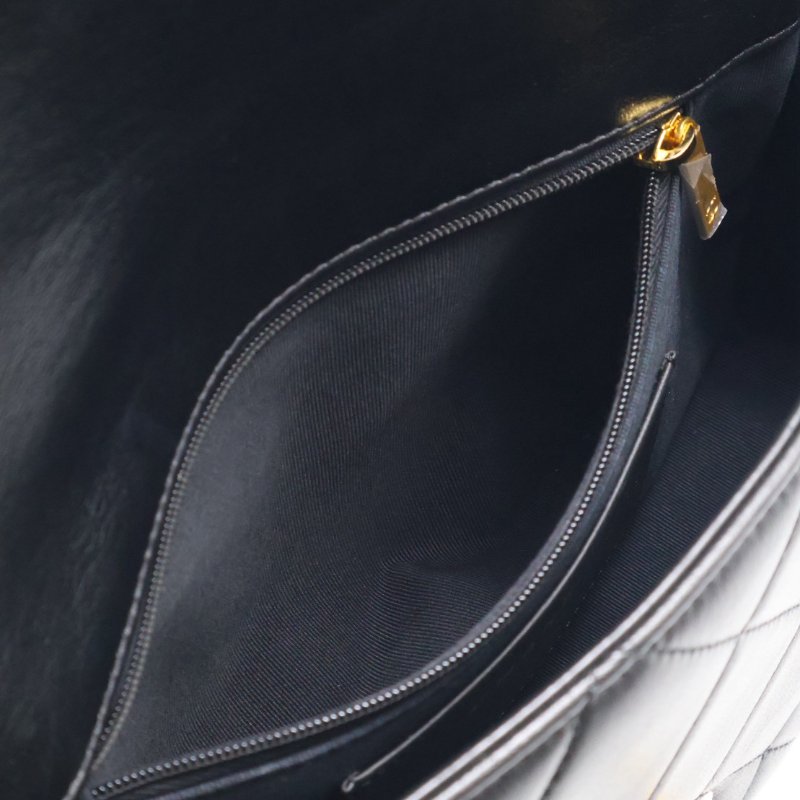 CHANEL 24K粗鍊羊皮單肩包 - 黑金-8