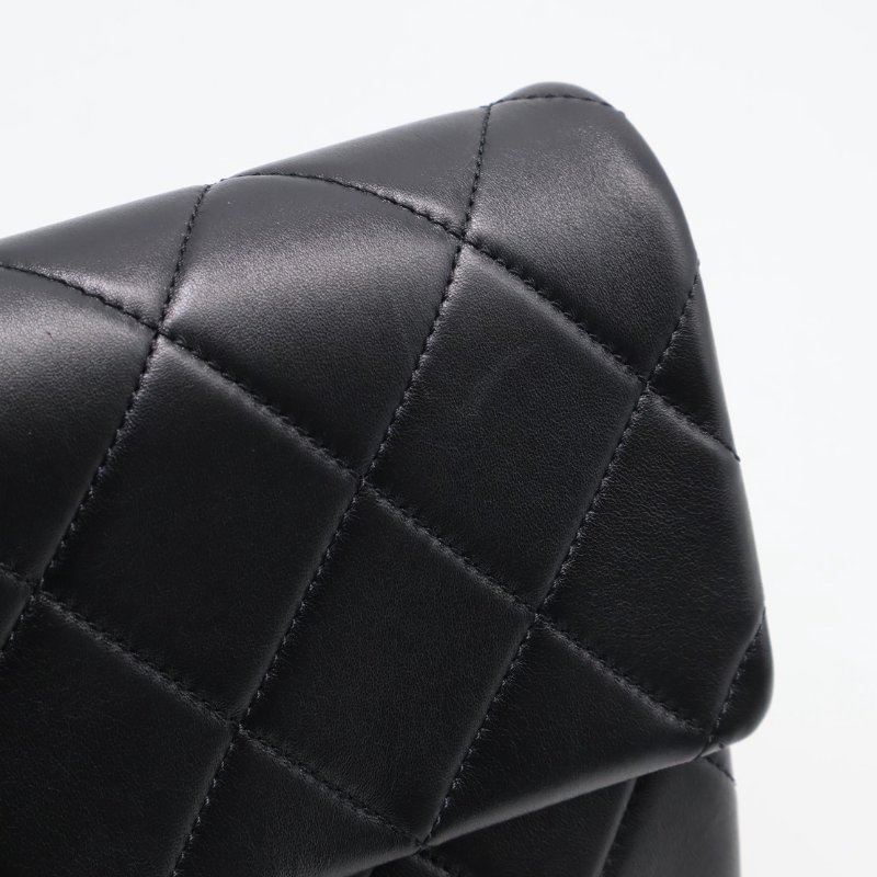 CHANEL 24K粗鍊羊皮單肩包 - 黑金-11