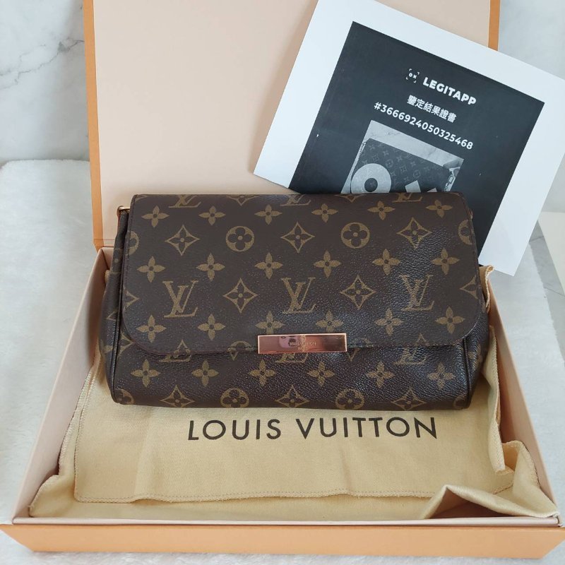 LV 經典老花M40718 🌈現品實拍 🌈 Favorite MM 經典花紋鍊條肩背包 斜背包~二手-11