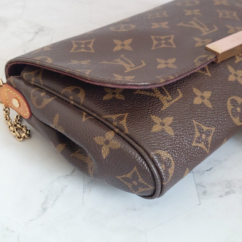 LV 經典老花M40718 🌈現品實拍 🌈 Favorite MM 經典花紋鍊條肩背包 斜背包~二手-22