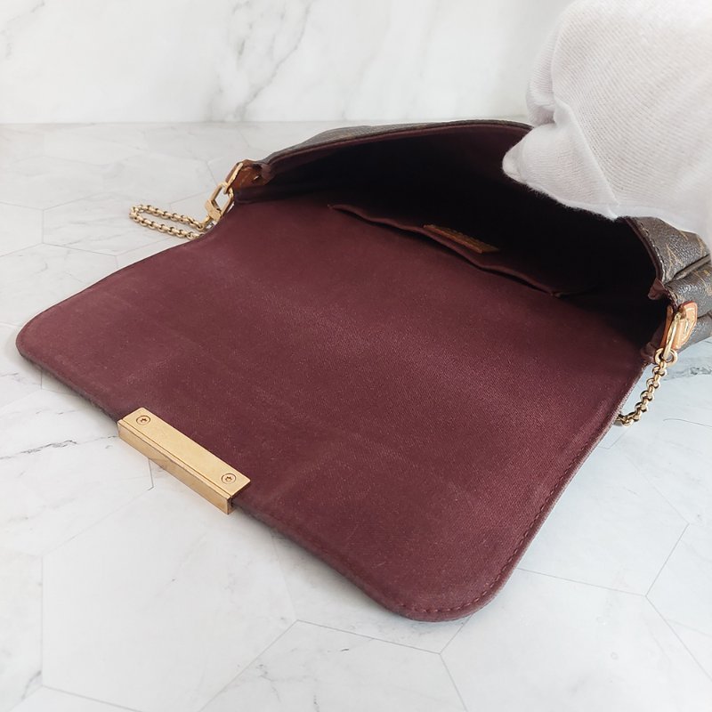 LV 經典老花M40718 🌈現品實拍 🌈 Favorite MM 經典花紋鍊條肩背包 斜背包~二手-26