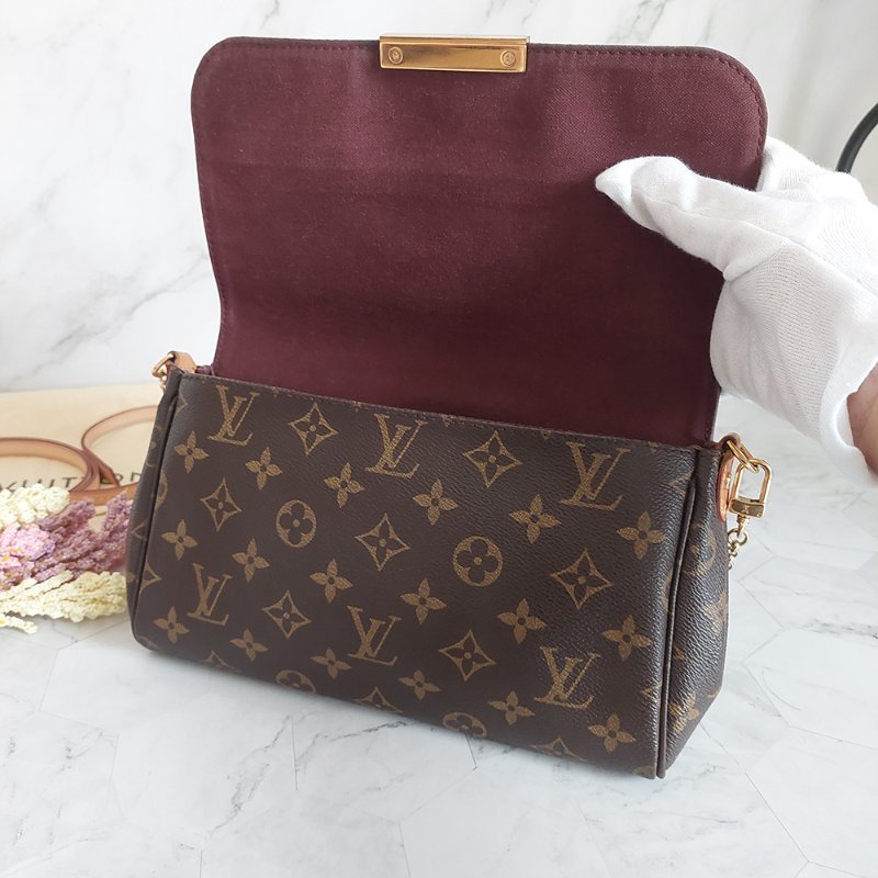 LV 經典老花M40718 🌈現品實拍 🌈 Favorite MM 經典花紋鍊條肩背包 斜背包~二手-27