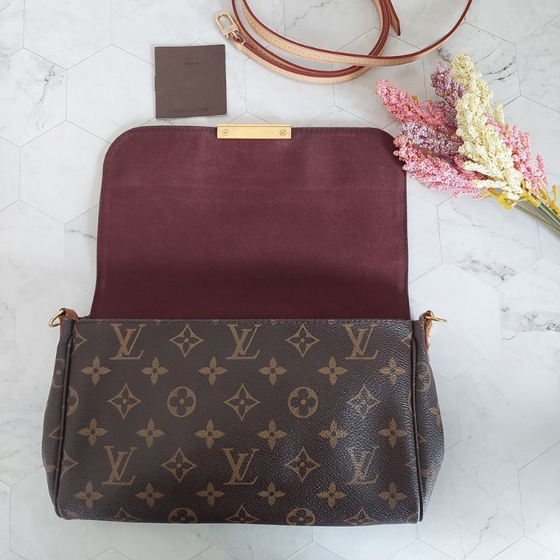 LV 經典老花M40718 🌈現品實拍 🌈 Favorite MM 經典花紋鍊條肩背包 斜背包~二手-28