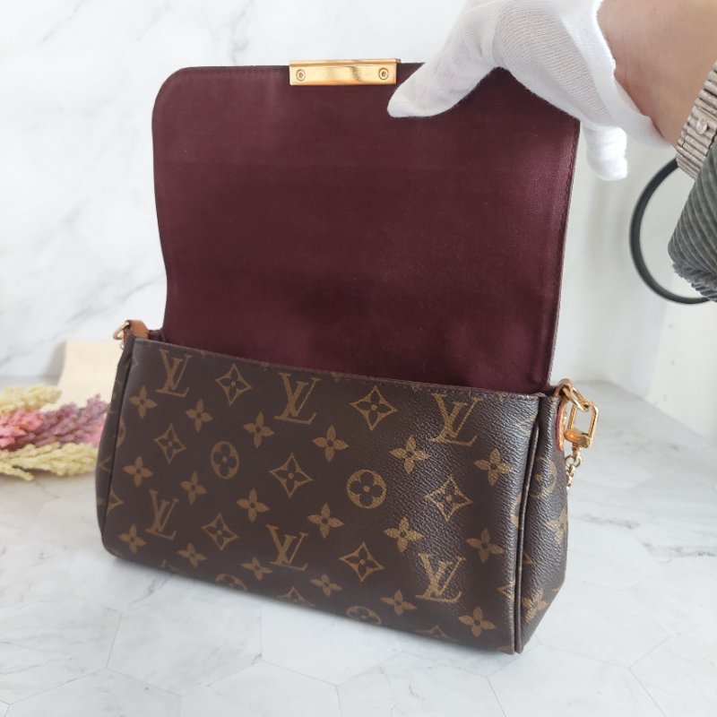 LV 經典老花M40718 🌈現品實拍 🌈 Favorite MM 經典花紋鍊條肩背包 斜背包~二手-78