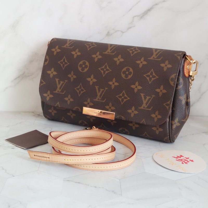 LV 經典老花M40718 🌈現品實拍 🌈 Favorite MM 經典花紋鍊條肩背包 斜背包~二手-12