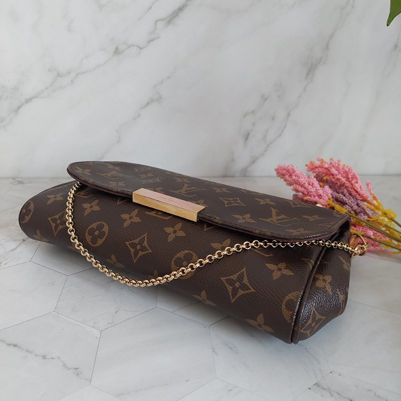 LV 經典老花M40718 🌈現品實拍 🌈 Favorite MM 經典花紋鍊條肩背包 斜背包~二手-19