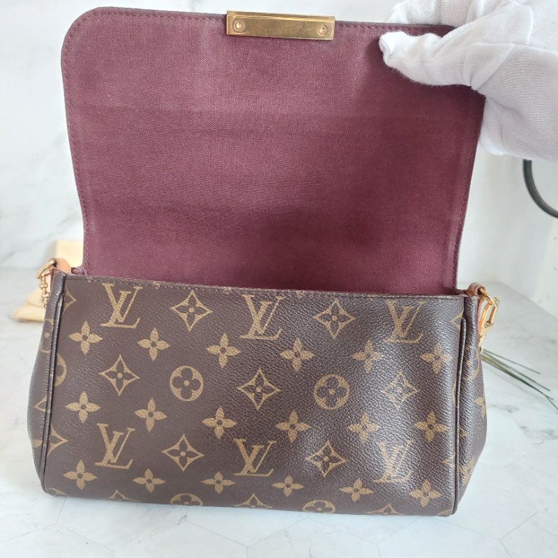 LV 經典老花M40718 🌈現品實拍 🌈 Favorite MM 經典花紋鍊條肩背包 斜背包~二手-74