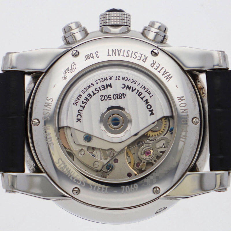 真品 MONTBLANC 萬寶龍 7069 時間行者 銀色錶盤 玫瑰金指針 計時自動上鍊 男士-6