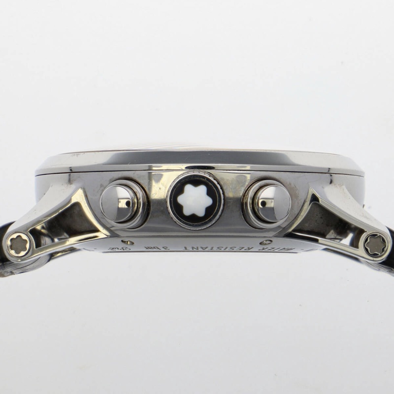 真品 MONTBLANC 萬寶龍 7069 時間行者 銀色錶盤 玫瑰金指針 計時自動上鍊 男士-9