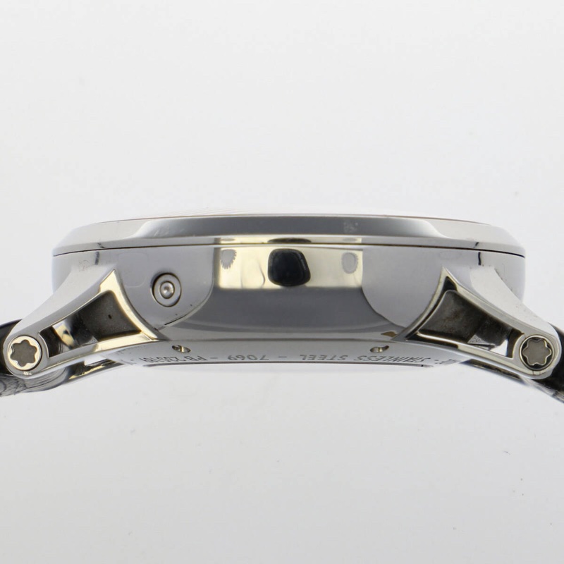 真品 MONTBLANC 萬寶龍 7069 時間行者 銀色錶盤 玫瑰金指針 計時自動上鍊 男士-10