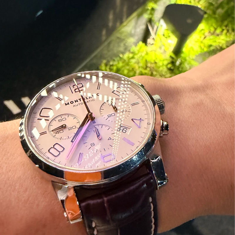 出價就賣｜真品 MONTBLANC 萬寶龍 7069 時間行者 淡香檳金色錶盤 罕見玫瑰金指針時標 計時自動上鍊 男士手錶-26