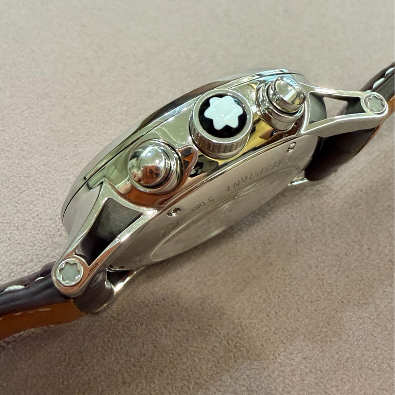 出價就賣｜真品 MONTBLANC 萬寶龍 7069 時間行者 淡香檳金色錶盤 罕見玫瑰金指針時標 計時自動上鍊 男士手錶-1