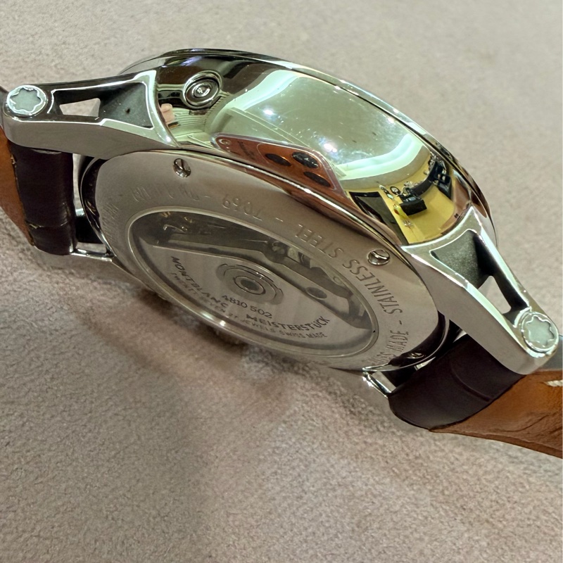 出價就賣｜真品 MONTBLANC 萬寶龍 7069 時間行者 淡香檳金色錶盤 罕見玫瑰金指針時標 計時自動上鍊 男士手錶-13