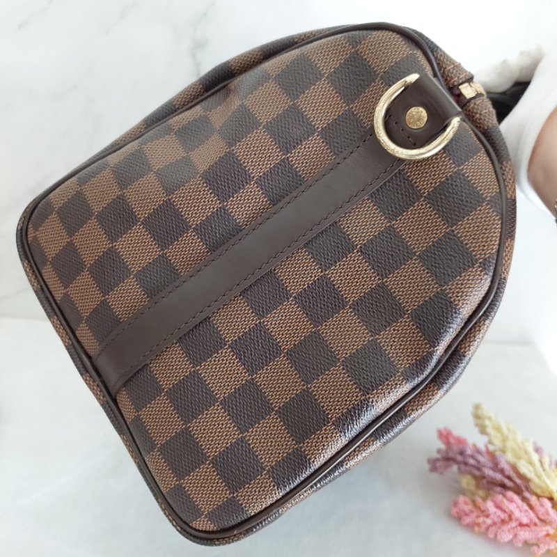 LV   N40590 格紋 🌈現貨實拍 🌈Speedy30cm 波士頓包 手提 肩背 斜背包~二手品(附LV原廠三段式背帶)-20