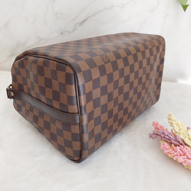 LV   N40590 格紋 🌈現貨實拍 🌈Speedy30cm 波士頓包 手提 肩背 斜背包~二手品(附LV原廠三段式背帶)-26
