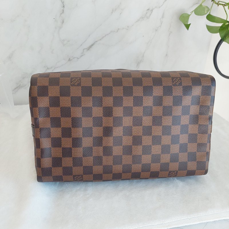LV   N40590 格紋 🌈現貨實拍 🌈Speedy30cm 波士頓包 手提 肩背 斜背包~二手品(附LV原廠三段式背帶)-29