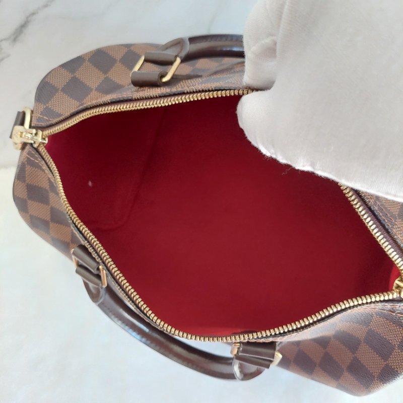 LV   N40590 格紋 🌈現貨實拍 🌈Speedy30cm 波士頓包 手提 肩背 斜背包~二手品(附LV原廠三段式背帶)-33