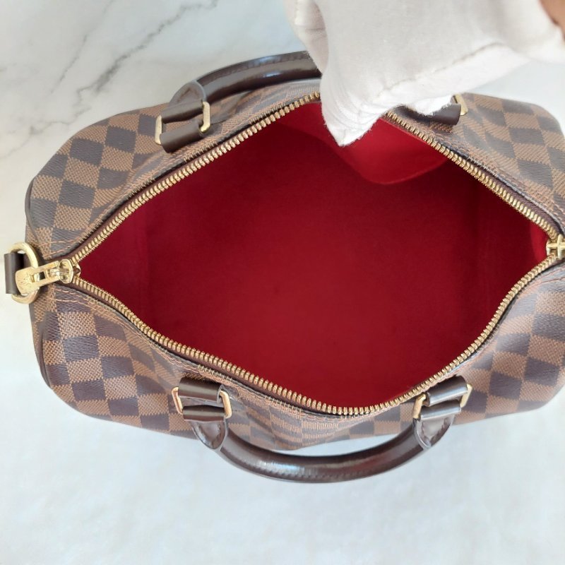 LV   N40590 格紋 🌈現貨實拍 🌈Speedy30cm 波士頓包 手提 肩背 斜背包~二手品(附LV原廠三段式背帶)-36
